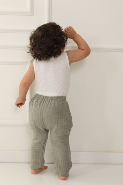 Baby Pants 4 Layer Muslin Fabric Elastic Waist - 4