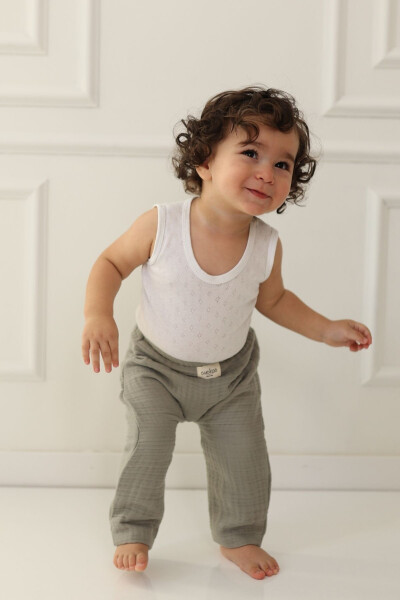 Baby Pants 4 Layer Muslin Fabric Elastic Waist - 7