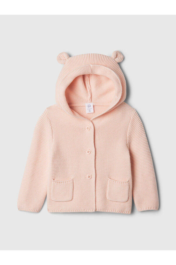 Baby Pink Brannan Bear Ear Applique Cardigan - 7