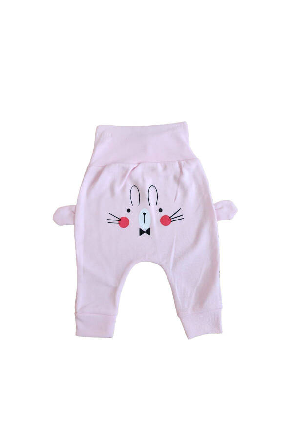 Baby Pink Cat Print Single Leg Pants - 1