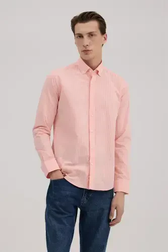 Baby Pink Comfort Fit 100% Cotton Striped Shirt - 2
