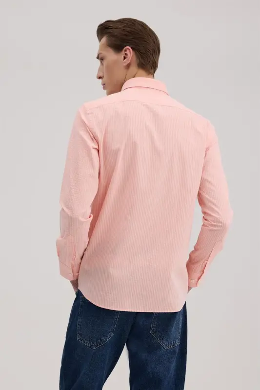 Baby Pink Comfort Fit 100% Cotton Striped Shirt - 4