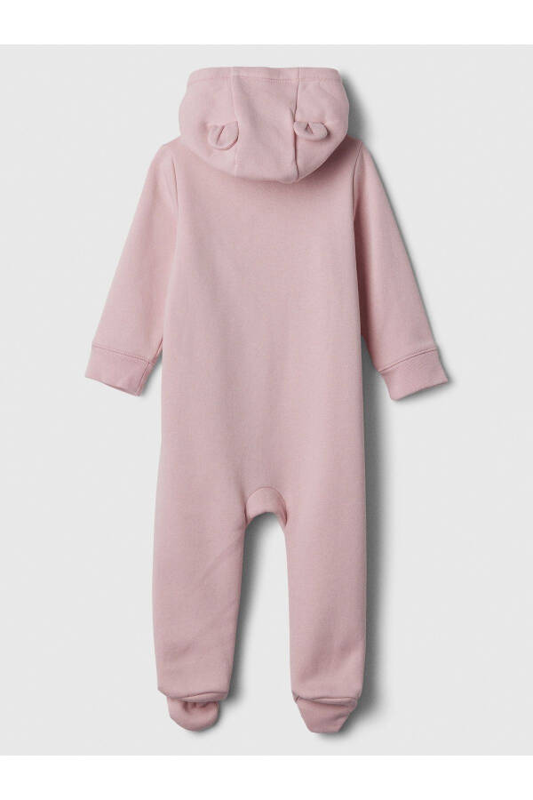 Baby Pink Gap Logo Ear Applique Zippered Fleece Jumpsuit - 11