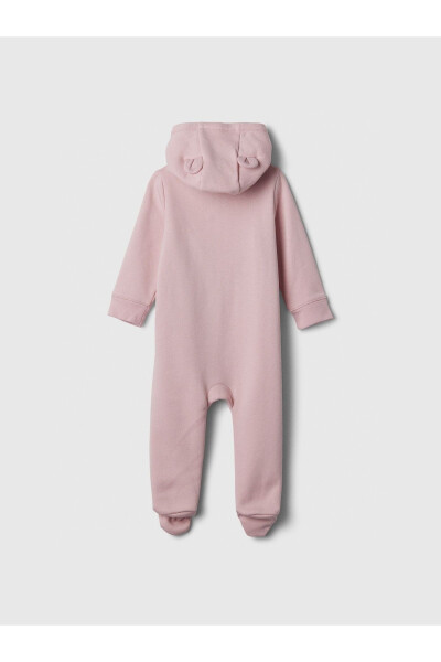 Baby Pink Gap Logo Ear Applique Zippered Fleece Jumpsuit - 3