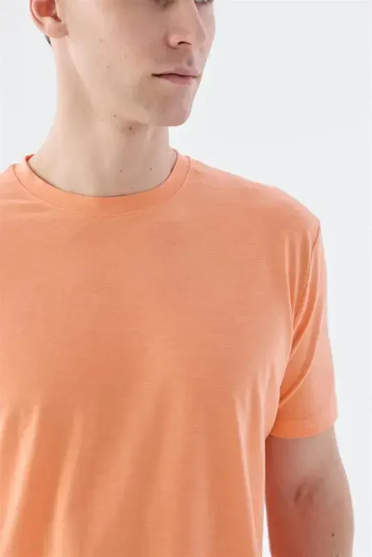 Baby Pink Slim Fit Crew Neck Basic T-Shirt - 3