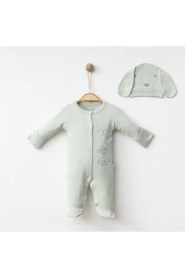 Baby Romper Set 100% Cotton Dog Themed Hat And - 1