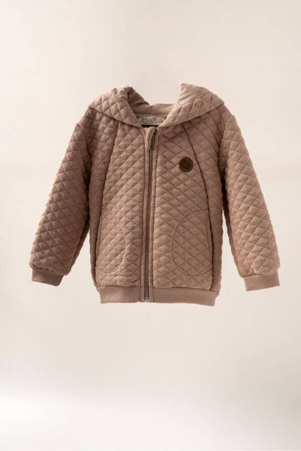 Baby rose quilted hooded cardigan sweat for girls - 1