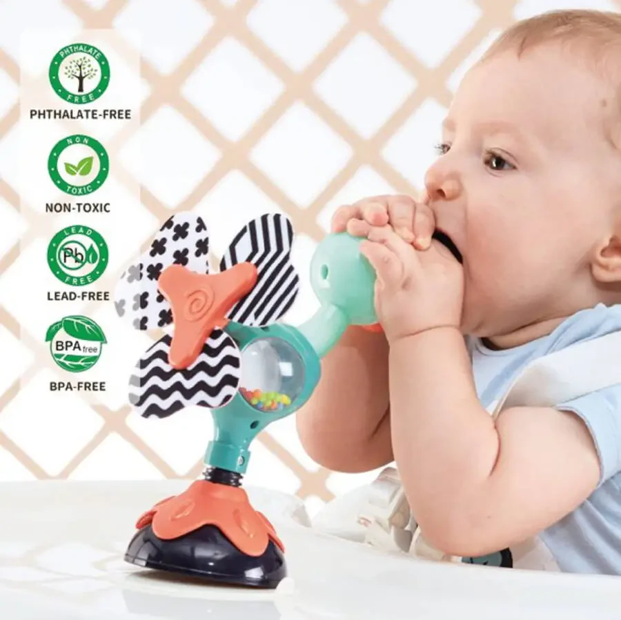 Baby Sensory Yuqori Stul O'yinchoq - 6 oydan 12 oygacha bo'lgan chaqaloq va go'daklar uchun so'ruvchi stakanli rivojlantirish yuqori stul chayqovchi, Tovus - 2