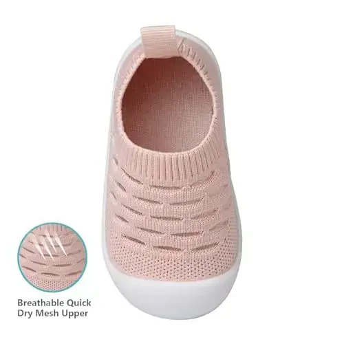 Baby Shoes for Boys Girls Breathable First Walking Shoes - Infant Toddler Trainers Shoes Non Skid Indoor Floor Slipper with Soft Sole Cotton Mesh On Sneaker - 4