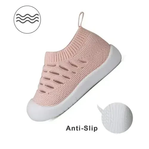 Baby Shoes for Boys Girls Breathable First Walking Shoes - Infant Toddler Trainers Shoes Non Skid Indoor Floor Slipper with Soft Sole Cotton Mesh On Sneaker - 5