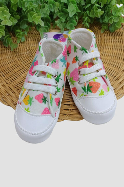 Baby Shoes Strawberry Pattern Soft Sole Flat Non-Slip Lux Moccasin Slippers - 2