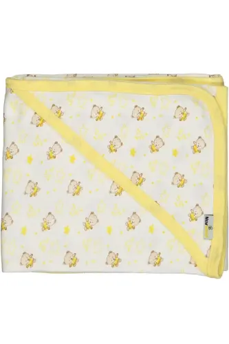 Baby Single Layer Knitted Swaddle Blanket 80x90 Cm-Yellow - 2