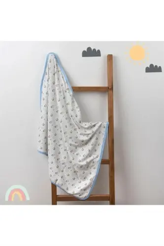 Baby Single Layer Quilted Blanket Swaddle 80x90 Cm-Blue 
