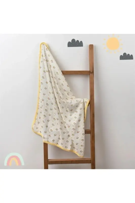 Baby Single Layer Quilted Blanket Swaddle 80x90 Cm - Yellow - 1