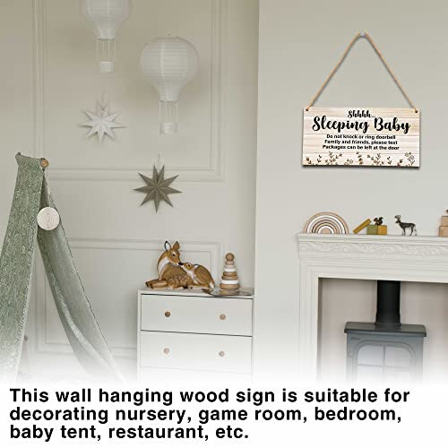 Baby Sleeping Sign For Front Door, Do Not Knock Or Ring Doorbell Wooden Sign, Baby Room Nursery Home Bedroom Rustic Hanging Sign, Set Of 1 Wooden Sign With Rope - A08 - 18