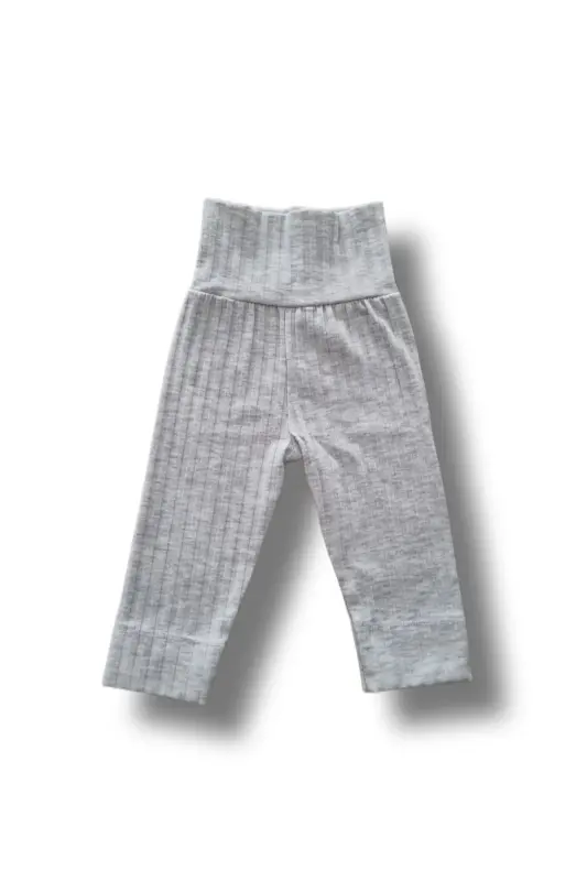 Baby Slim Combed Cotton Pants - Melange Gray - BABY BOROOSH