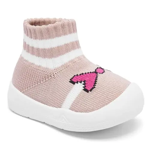 Baby Sock Shoes With Grip - Infant First Walker Shoes for Girls and Boys - Toddler Slipper Non Slip - 4