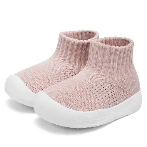 Baby Sock Shoes With Grip - Infant First Walker Shoes for Girls and Boys - Toddler Slipper Non Slip - 4