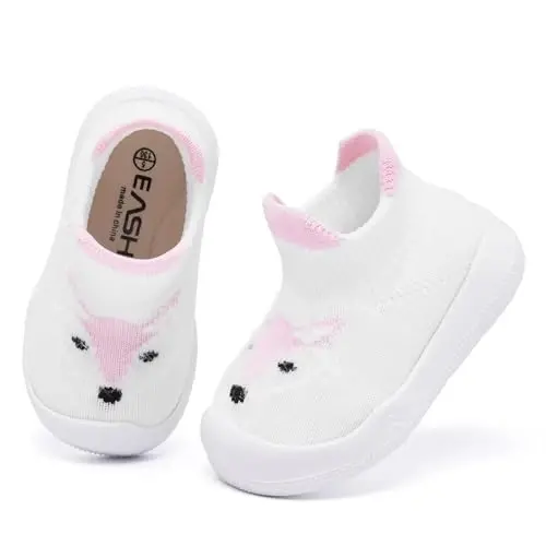 Baby Sock Shoes With Grip - Infant First Walker Shoes for Girls and Boys - Toddler Slipper Non Slip - 4