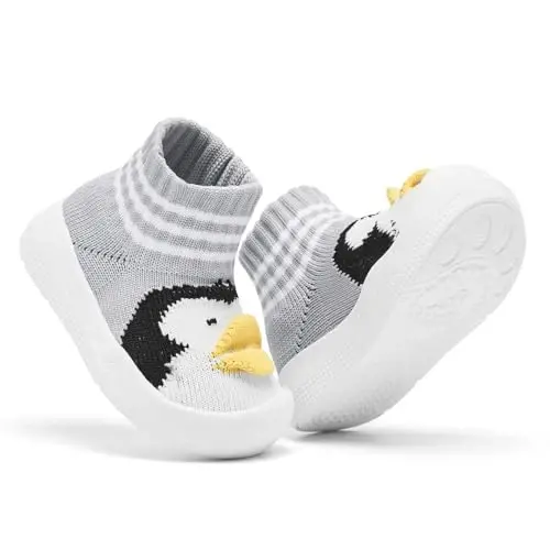 Baby Sock Shoes With Grip - Infant First Walker Shoes for Girls and Boys - Toddler Slipper Non Slip - 3