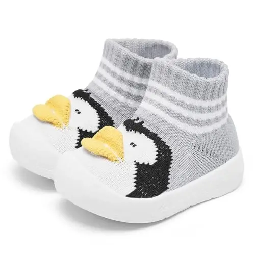 Baby Sock Shoes With Grip - Infant First Walker Shoes for Girls and Boys - Toddler Slipper Non Slip - 4