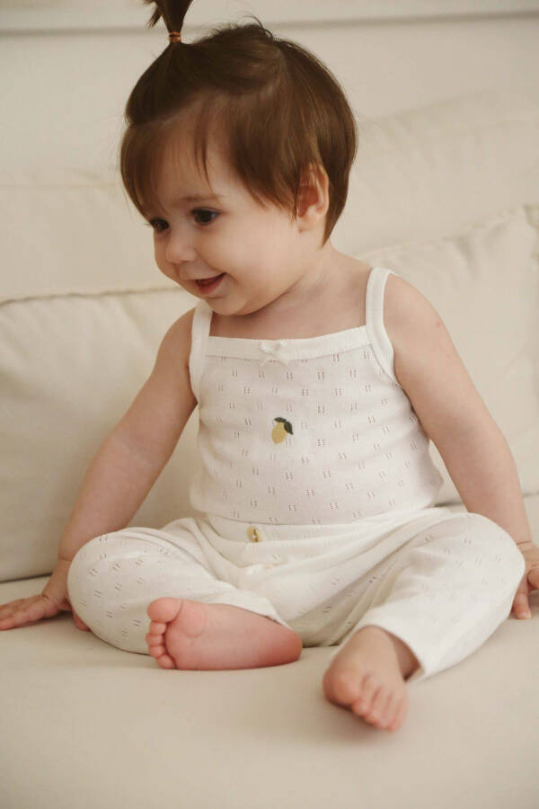 Baby Strappy Dress with Lemon Embroidery - Leggings Set - 1