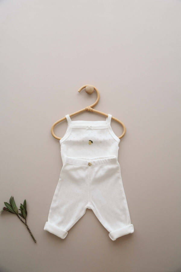 Baby Strappy Dress with Lemon Embroidery - Leggings Set - 6