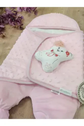 Baby Swaddle Blanket Hospital Outing Swaddle with Knotted Toy Sleeping Bag Baby Coat-PINK - TOMUYCUK (1)