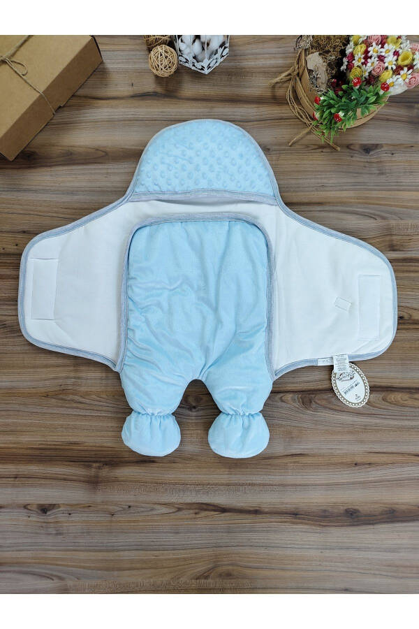 Baby Swaddle Blue Boy Baby Outdoor Swaddle Blanket Footed Toy Sleeping Bag - 2