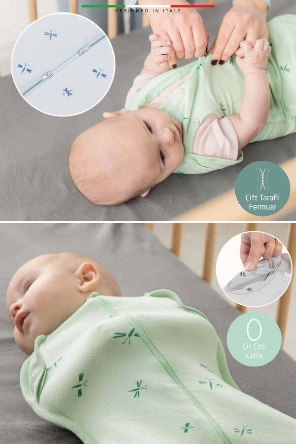 Baby Swaddle Sleep Sack 1 Tog Green Sanno - 4