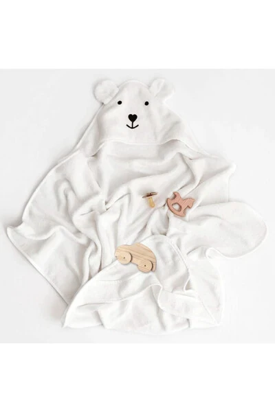 Baby Swaddle Towel - Natural Bamboo and Pure Cotton Blend with Hood - 9