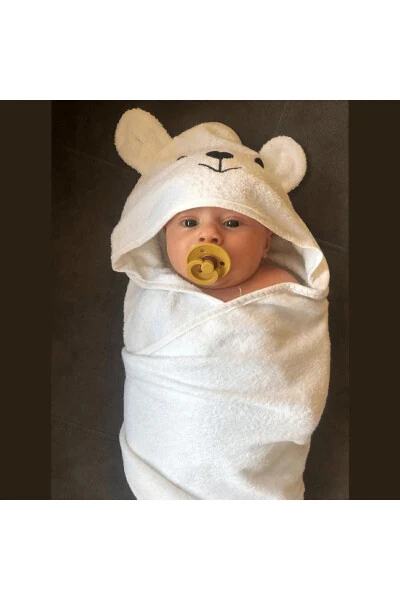 Baby Swaddle Towel - Natural Bamboo and Pure Cotton Blend with Hood - 15