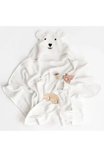 Baby Swaddle Towel - Natural Bamboo and Pure Cotton Blend with Hood - 1