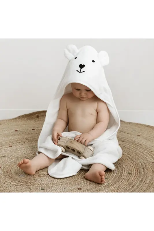 Baby Swaddle Towel - Natural Bamboo and Pure Cotton Blend with Hood - 7