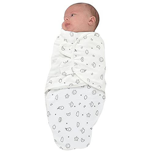 Baby Swaddle Wearable Sleeping Wrap Boys Girls Bag Blanket Adjustable Baby Care Soft Baby Blankets Set (White, One Size) - 43