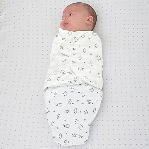 Baby Swaddle Wearable Sleeping Wrap Boys Girls Bag Blanket Adjustable Baby Care Soft Baby Blankets Set (White, One Size) - 37