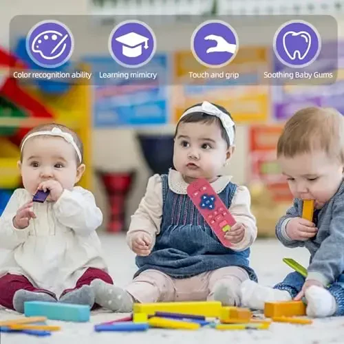 Baby Teether Toy for Babies 3-24 Months TV Remote Control Shape Chew Toy Teething Relief Baby Toys for Infants (Rose red) - 6