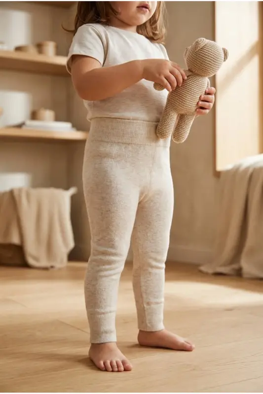 Baby Tights with Elastic Detail Ecru - 1