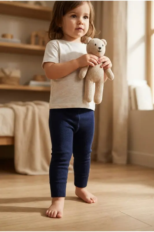 Baby Tights with Elastic Detail Navy Blue - 1