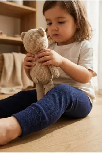 Baby Tights with Elastic Detail Navy Blue - 2