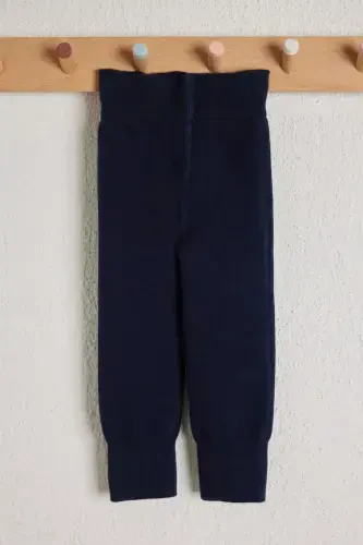 Baby Tights with Elastic Detail Navy Blue - 1