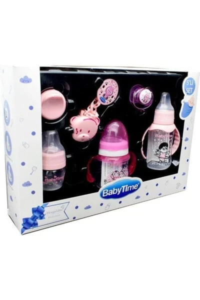 Baby Time Baby Gift Set 5 Pieces - Pink - BABYTIME (1)