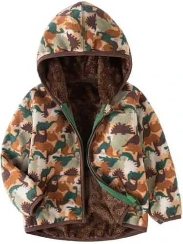 Baby Toddler Boys Girls Sherpa Fleece Lined Jacked Sweatshirt Fall Winter Autumn Warm Clothes with Hoodie - 3