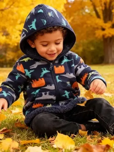 Baby Toddler Boys Girls Sherpa Fleece Lined Jacked Sweatshirt Fall Winter Autumn Warm Clothes with Hoodie 