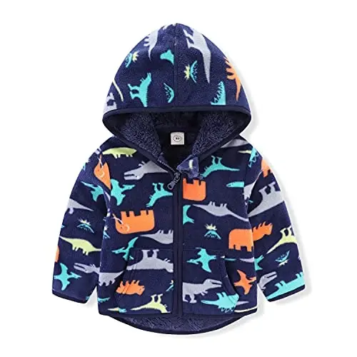 Baby Toddler Boys Girls Sherpa Fleece Lined Jacked Sweatshirt Fall Winter Autumn Warm Clothes with Hoodie - 5