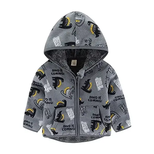 Baby Toddler Boys Girls Sherpa Fleece Lined Jacked Sweatshirt Fall Winter Autumn Warm Clothes with Hoodie - 1