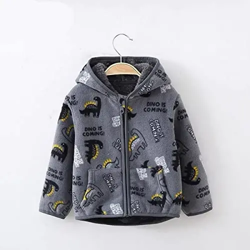 Baby Toddler Boys Girls Sherpa Fleece Lined Jacked Sweatshirt Fall Winter Autumn Warm Clothes with Hoodie - 2