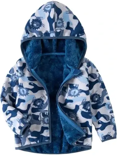 Baby Toddler Boys Girls Sherpa Fleece Lined Jacked Sweatshirt Fall Winter Autumn Warm Clothes with Hoodie - 1