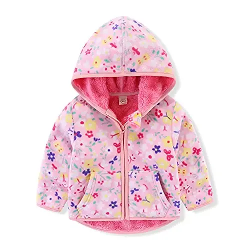 Baby Toddler Boys Girls Sherpa Fleece Lined Jacked Sweatshirt Fall Winter Autumn Warm Clothes with Hoodie - 6