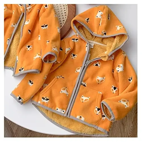 Baby Toddler Boys Girls Sherpa Fleece Lined Jacket Sweatshirt Fall Winter Autumn Warm Clothes with Hoodie - 2